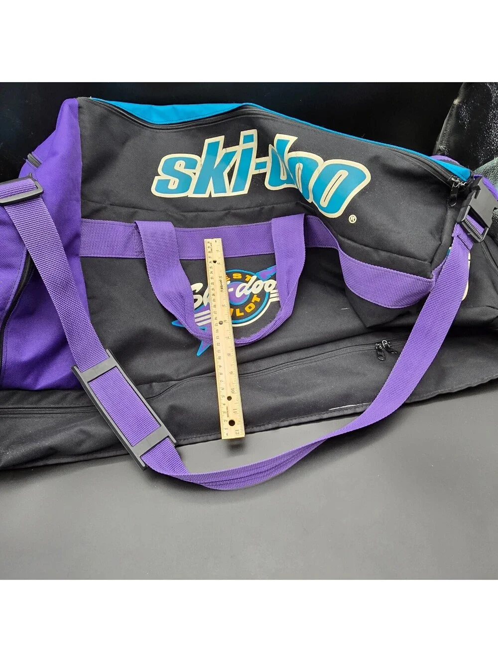 Vintage 90s Ski-Doo Pilot Snowmobile Gear Duffel Bag Color Block Teal Purple
